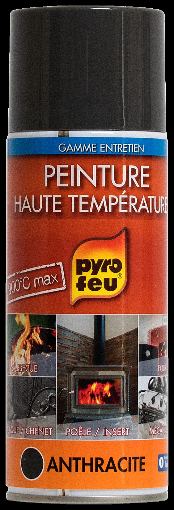 Peinture thermique en aérosol anthracite 500 ml - PYROFEU